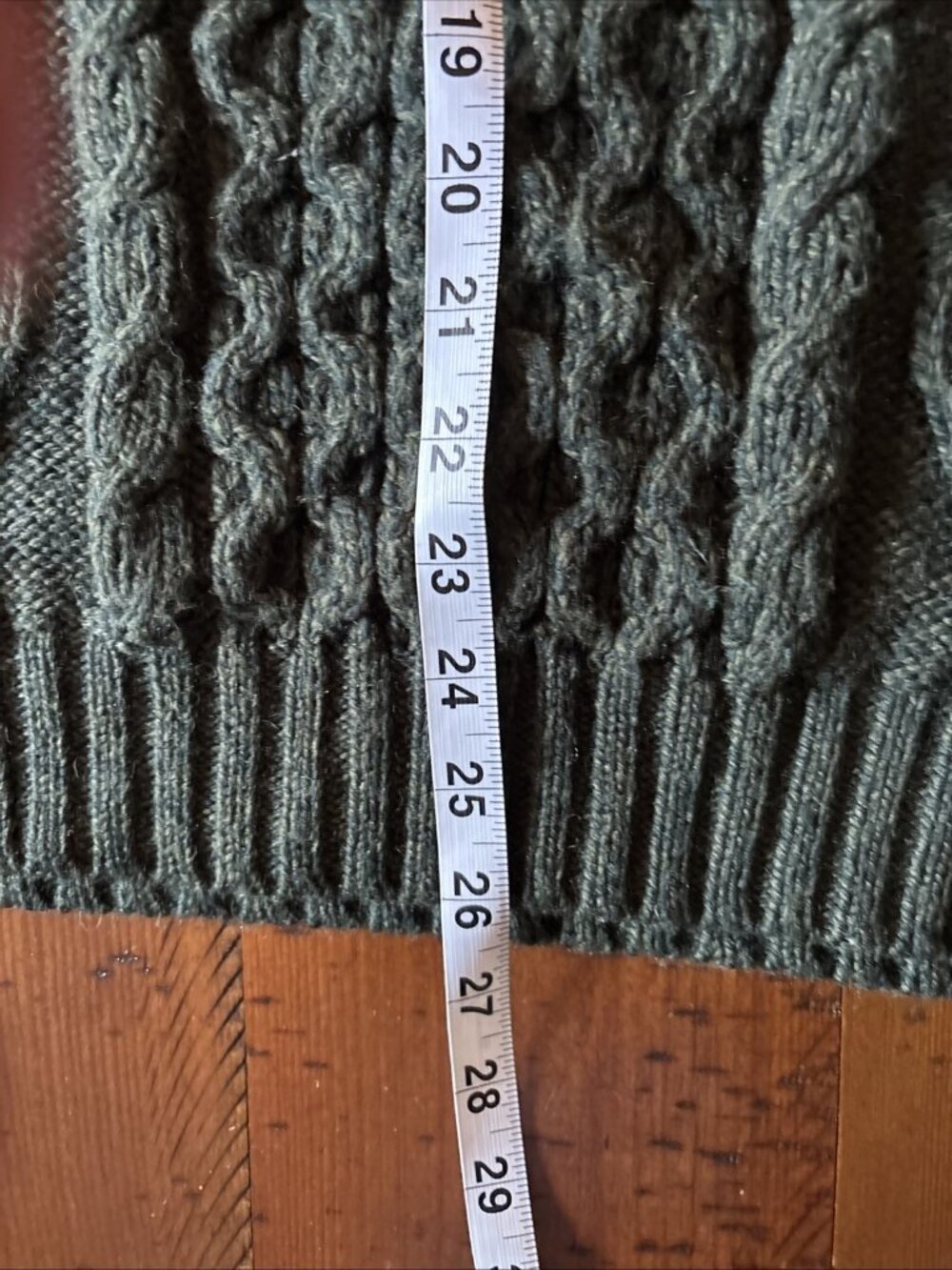 saol ireland sweater Green Cable Knit 100% Merino Wool Size Small - Picture 6 of 7